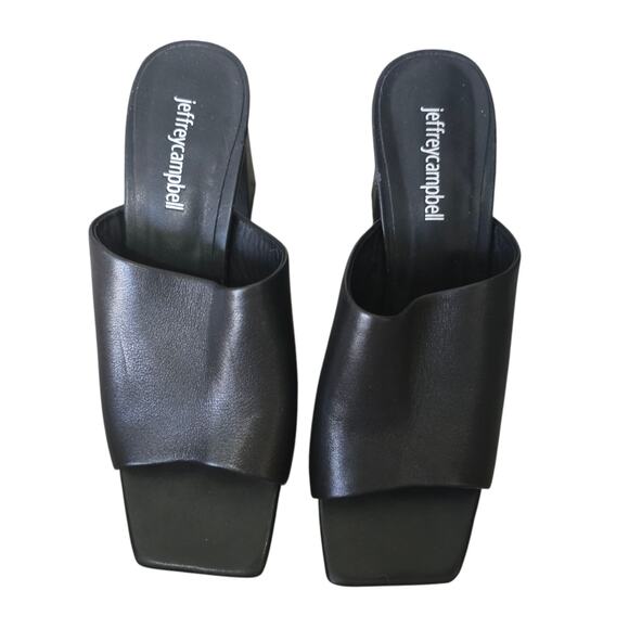 Jeffrey Campbell Caviar Mule in Black Leather size 7.5 Chunky Heels Platform - Picture 5 of 7